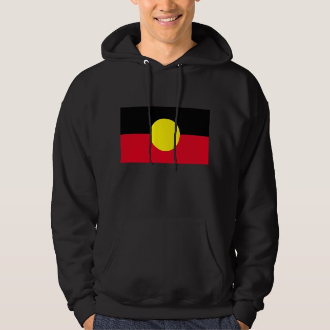 black mens Aboriginal flag hoodie (Front)