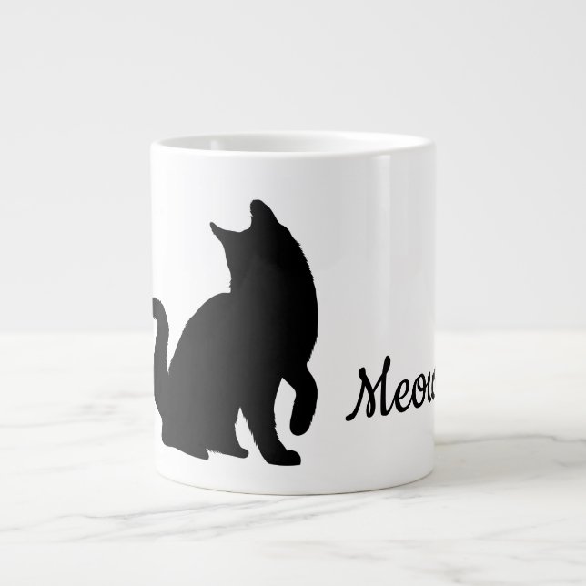 Black Meow Cat  Large Coffee Mug (Front)