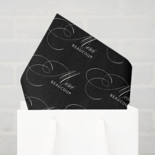 Black Merci Beaucoup Calligraphy Thank You Tissue Paper