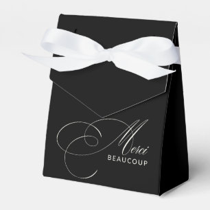 Black Merci Beaucoup Elegant Calligraphy Thank You Favour Box