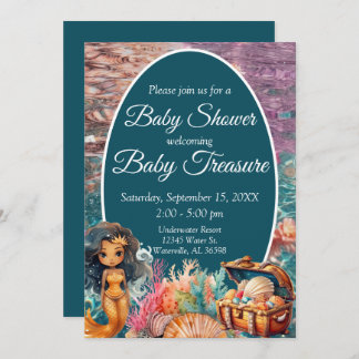 Black Mermaid Baby Shower Invitation