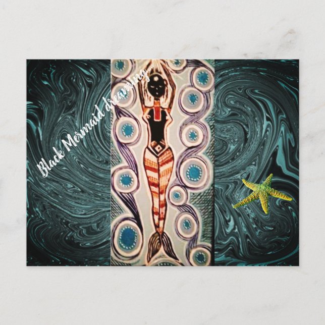 Black mermaid Dreaming. Postcard (Front)