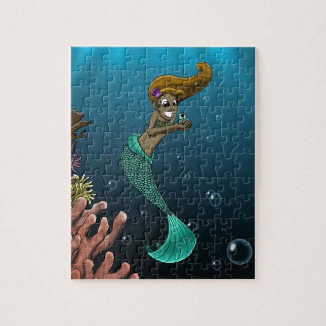 Black Mermaid Jigsaw Puzzle (Vertical)