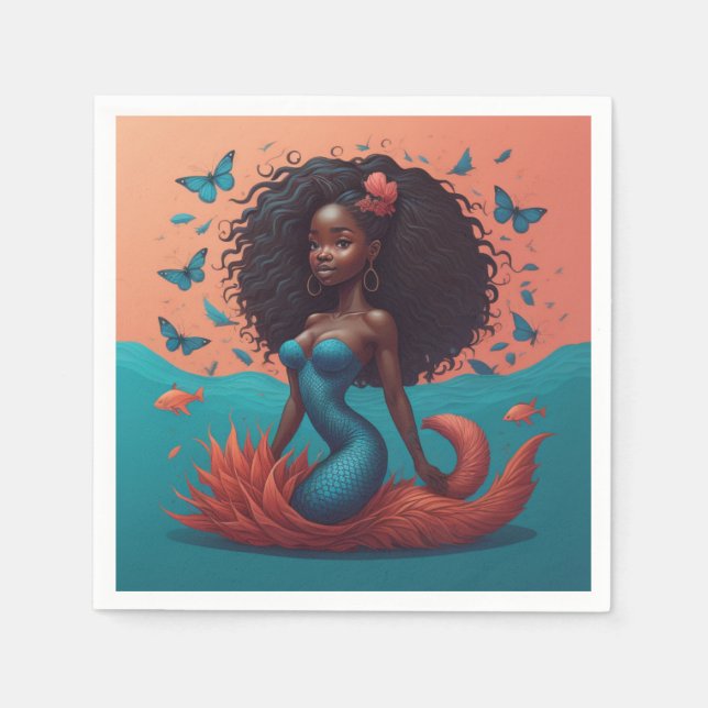 Black Mermaid Napkin (Front)
