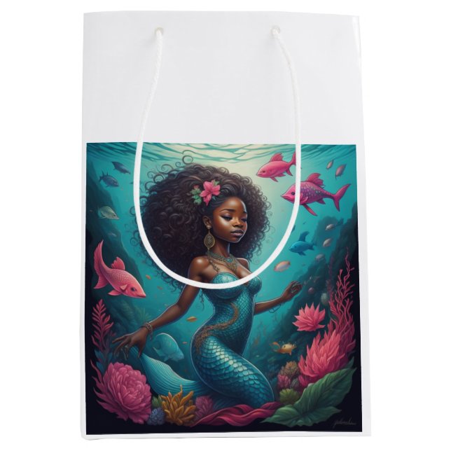 black mermaid ocean medium gift bag (Front)