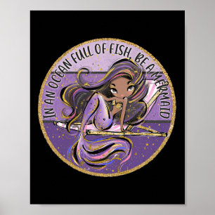 Black Mermaid Purple Sy Summer Beach Cruise Travel Poster