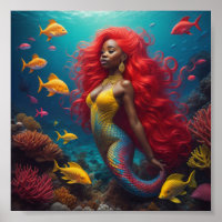 black mermaid red hair