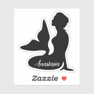 Black Mermaid Silhouette Custom Name