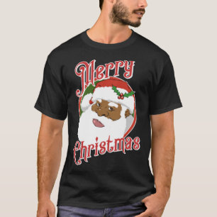 Black Merry Christmas African American Santa Claus T-Shirt