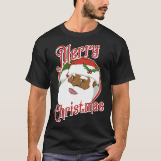 Black Merry Christmas African American Santa Claus T-Shirt