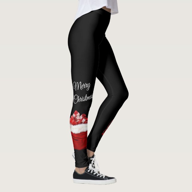 Black Merry Christmas Gifts Leggings (Right)