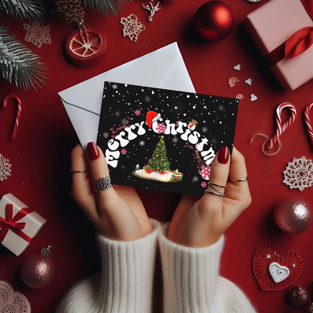 Black Merry Christmas Graffi Holiday Postcard (Creator Uploaded)