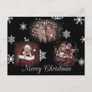 Black Merry Christmas Personalised Photo Postcard