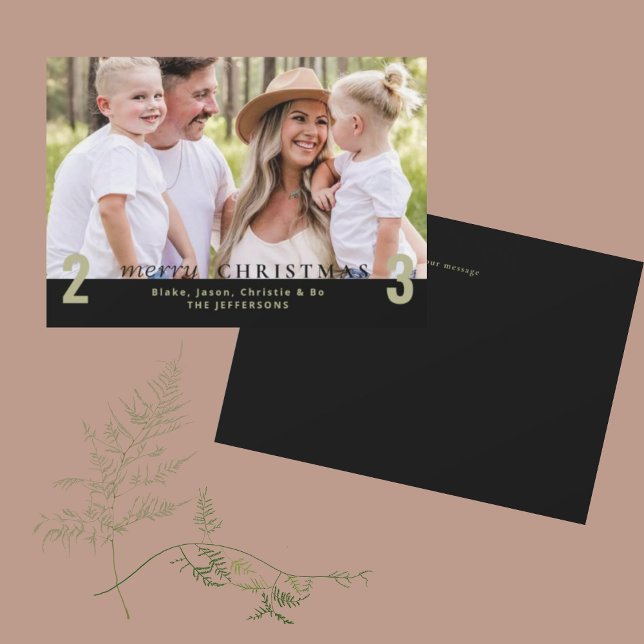 Black Merry Christmas Simple 2023 Photo Invitation (Creator Uploaded)