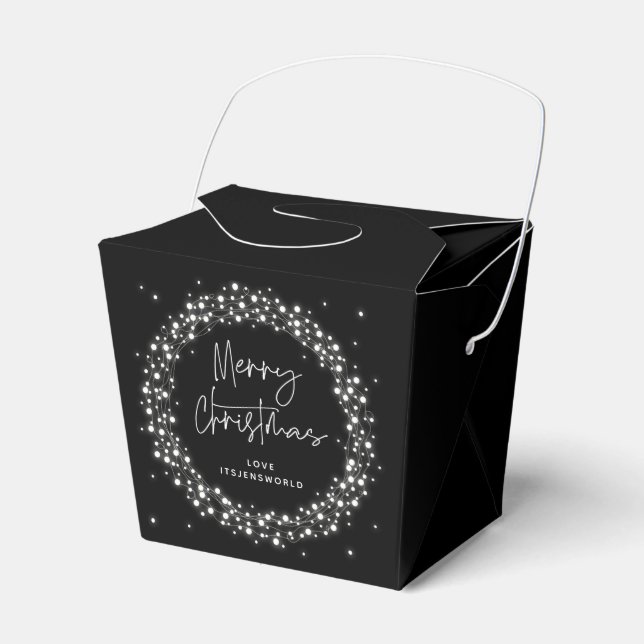 Black Merry Christmas Sparkling Lights Favour Box (Front Side)