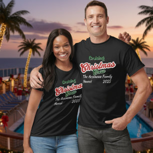Black Merry Cruising Christmas Personalise T-Shirt