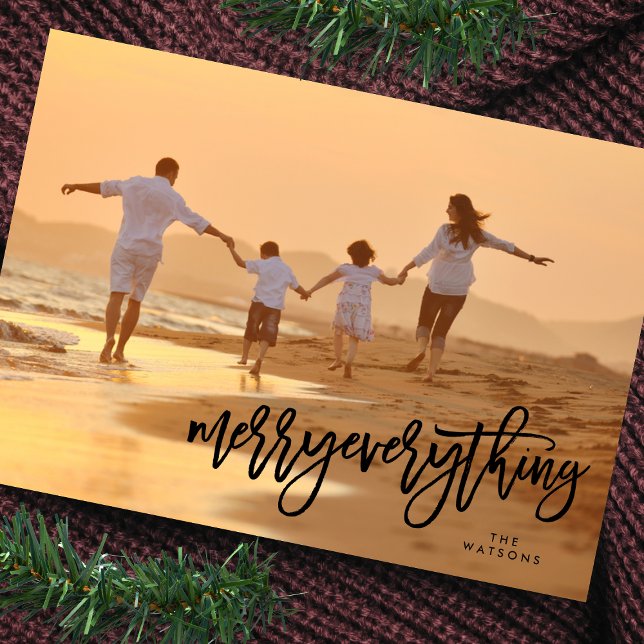 Black Merry Everything Photo Holiday Card (Creator Uploaded)