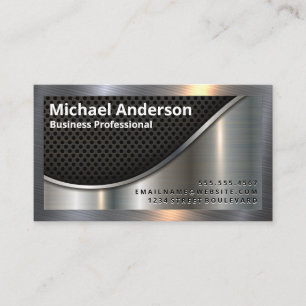 Black Mesh and Metallic Border Business Card