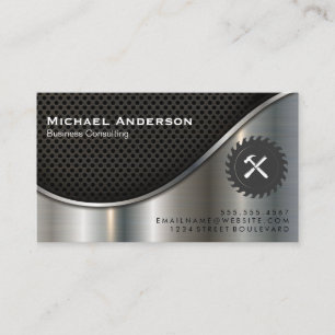 Black Mesh and Metallic Silver   Saw Hammer Business Card
