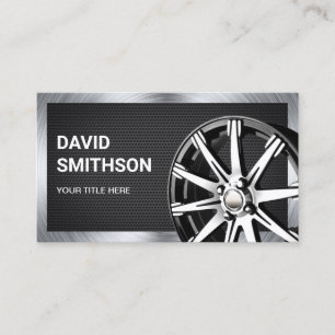 Black Mesh Chrome Car Alloy Wheel Rim Mechanic Business Card