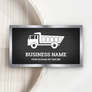 Black Mesh Construction Hauling Dump Truck Business Card