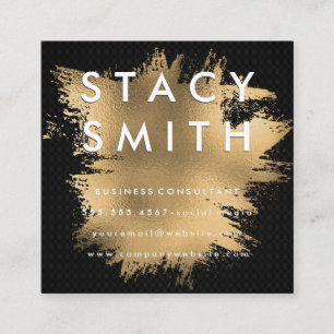 Black Mesh Gold Foil Square Business Card