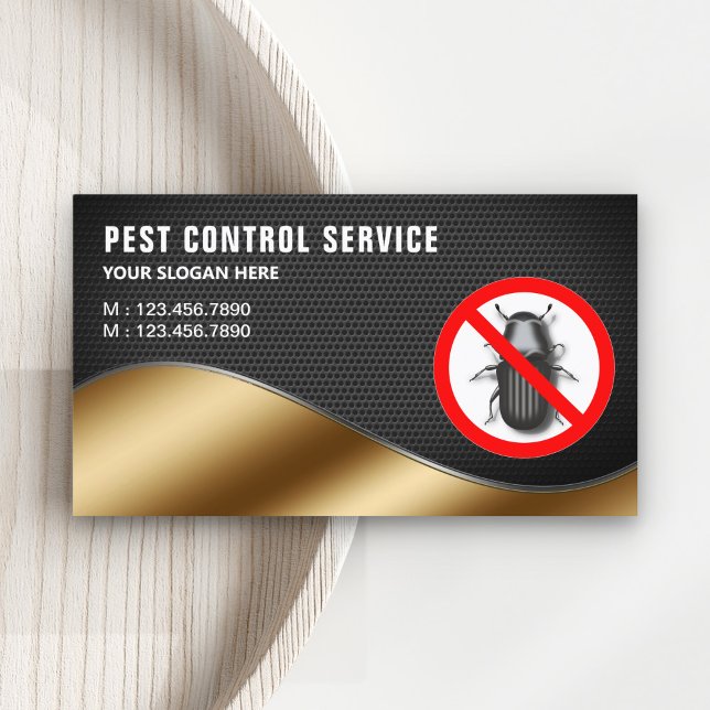 Black Mesh Gold Pest Control Service Business Card (Creator Uploaded)