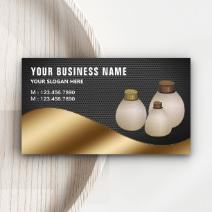 Black Mesh Metallic Gold Aroma Oil Perfume Bottle Business Card