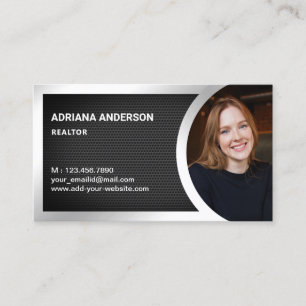 Black Mesh Silver Foil Real Estate Photo Realtor Business Card