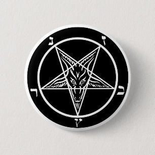 black metal baphomet button-- evil!! 6 cm round badge