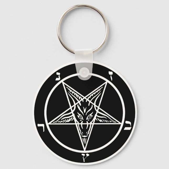 black metal, baphomet of darkness! key ring (Front)