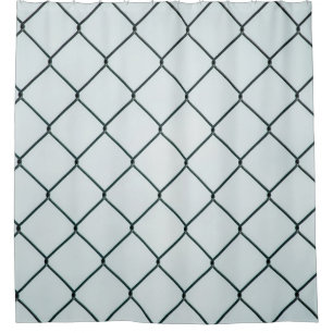 Black metal chain link fence shower curtain