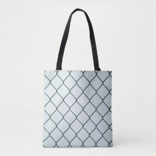 Black metal chain link fence tote bag
