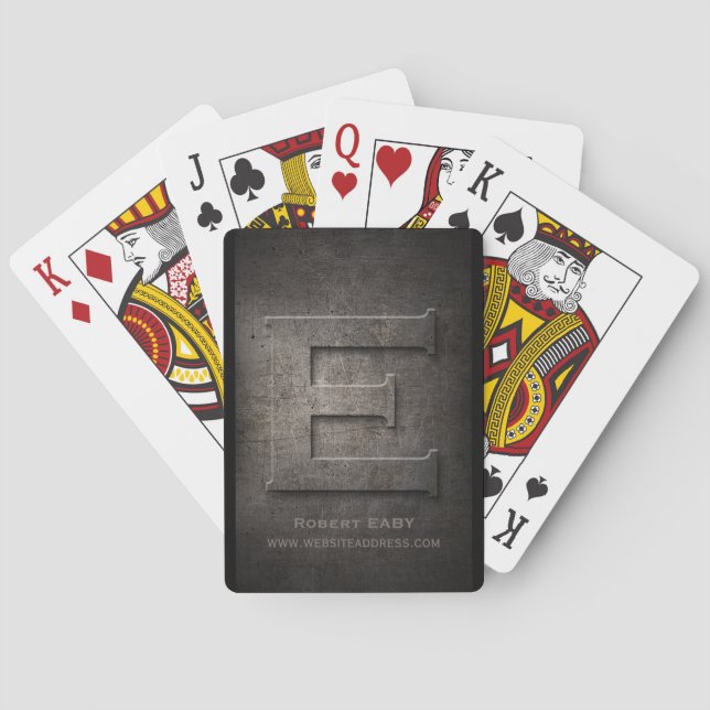 Black Metal E Monogram Customisable Playing Cards (Back)