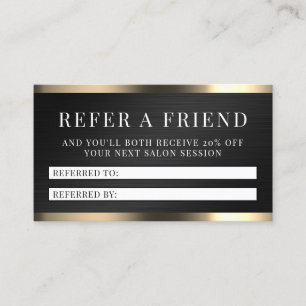 Black metal faux texture elegant referral business card