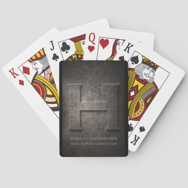 Black Metal H Monogram Customisable Playing Cards (Back)