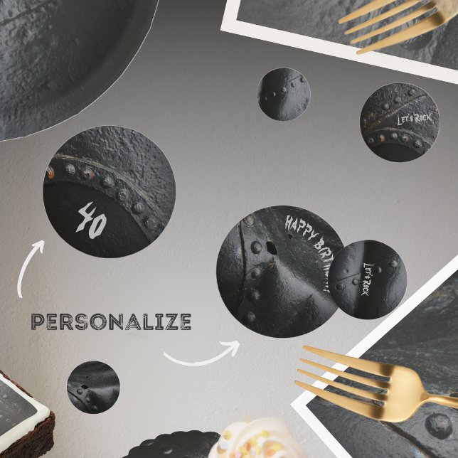 Black metal industrial-style man's party confetti (Creator Uploaded)