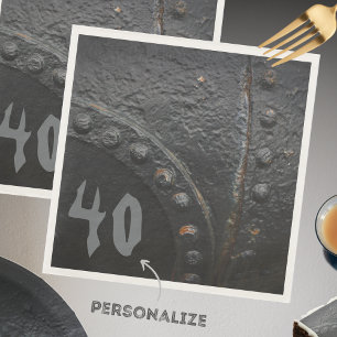 Black metal industrial-style man's party napkin