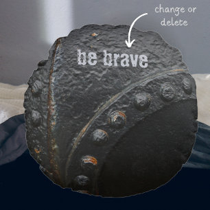 Black metal industrial style round cushion