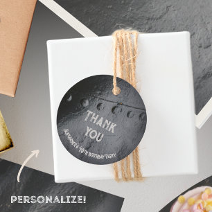 Black metal loft-style man's party favour tags