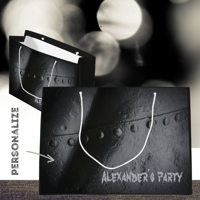 Black metal loft-style man's party large gift bag (Creator Uploaded)
