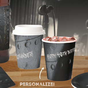 Black metal loft-style man's party paper cups