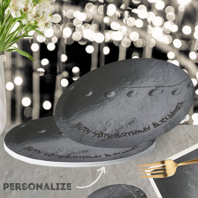 Black metal loft-style man's party paper plate (Creator Uploaded)