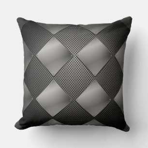 Black Metal & Mesh Diamond Pattern Cushion