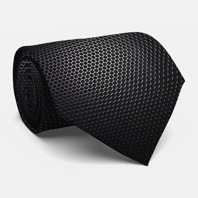 Black Metal Mesh Hyperrealistic Neck Tie (Rolled)