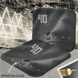 Black metal minimalist man's party  paper plate