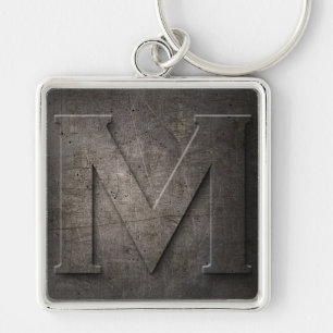 Black Metal Rustic M Monogram Keychain