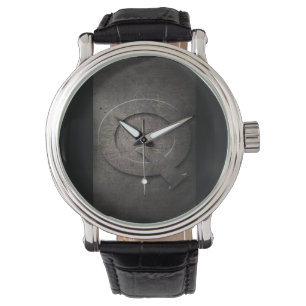 Black Metal Rustic Q Monogram Watch