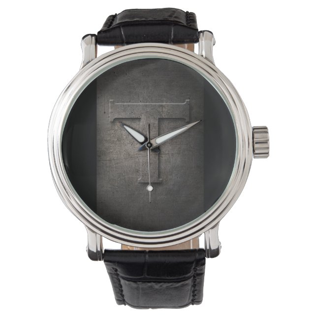 Black Metal Rustic T Monogram Watch (Front)