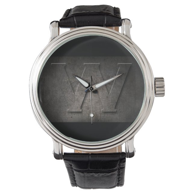 Black Metal Rustic W Monogram Watch (Front)